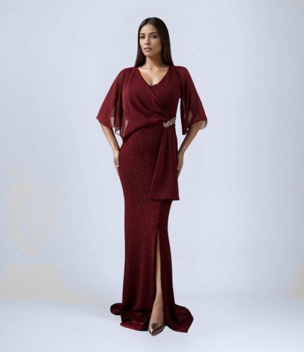 Bordo-Beli-Taş-Detaylı-Şifon-Simli-Uzun-Abiye-Elbise-39688