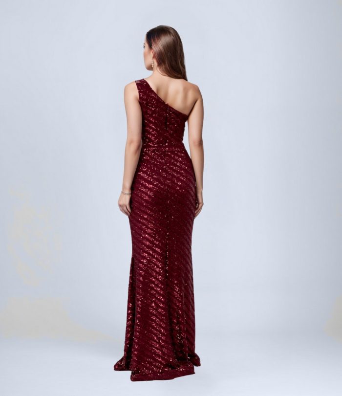 Bordo-Tek-Omuz-Pullu-Uzun-Abiye-Elbise-39686