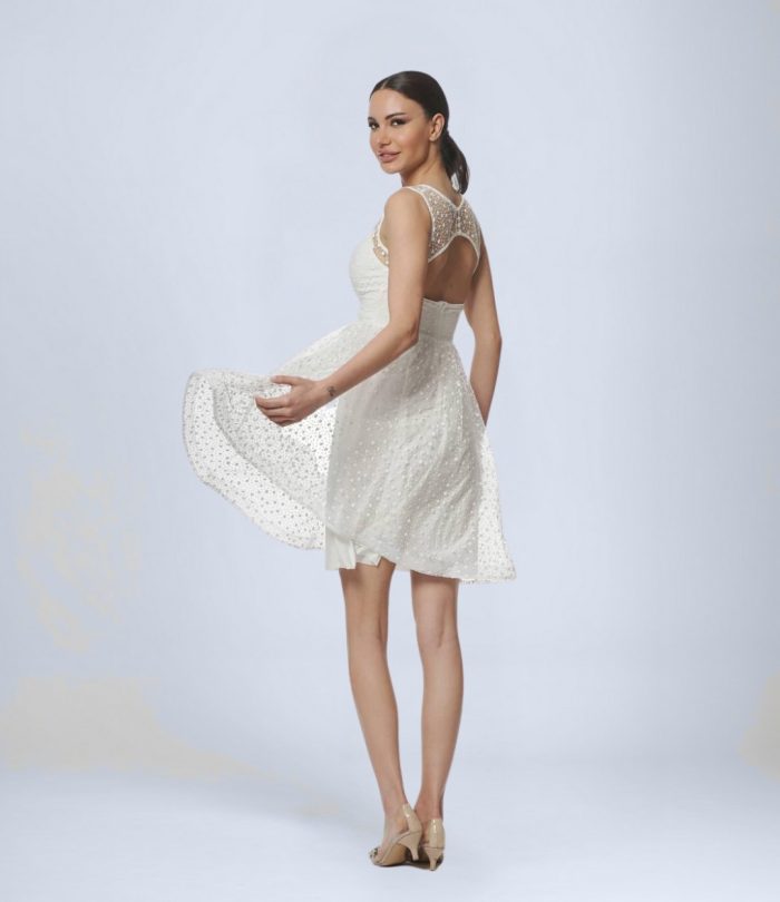 Göğsü Tül Detaylı Mini Abiye Elbise - Görsel 2