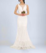 Etek Ucu Tüllü Buble Desenli Abiye Elbise