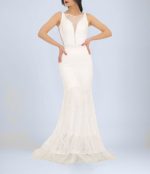 Etek Ucu Tüllü Buble Desenli Abiye Elbise - Görsel 2