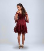 Eteği Fırfırlı Beli İşlemeli Abiye Elbise - Görsel 2