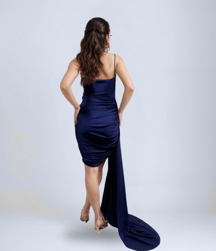 Büzgülü Yandan Fermuarlı Abiye Elbise - Görsel 2